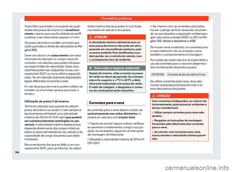 Seat Alhambra 2019  Manual do proprietário (in Portuguese)  Conselhos pr
