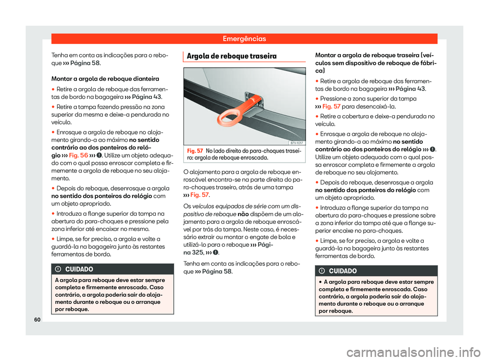 Seat Alhambra 2019 Manual do proprietário (in Portuguese) Emerg Seat Alhambra 2019 Manual do proprietário (in Portuguese) Emerg