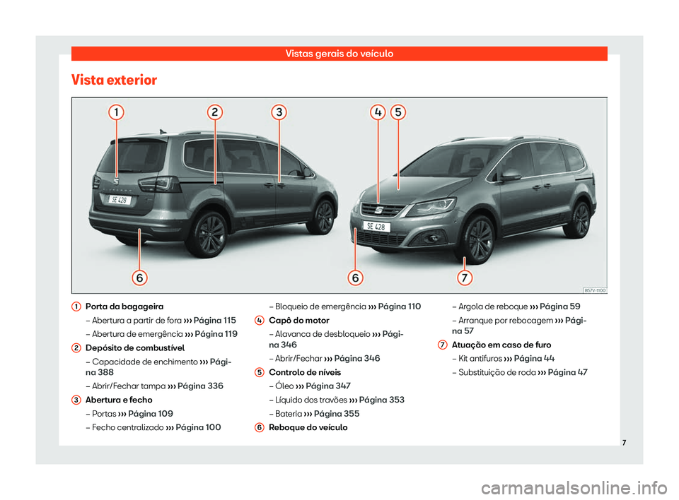 Seat Alhambra 2019  Manual do proprietário (in Portuguese)  Vistas gerais do ve