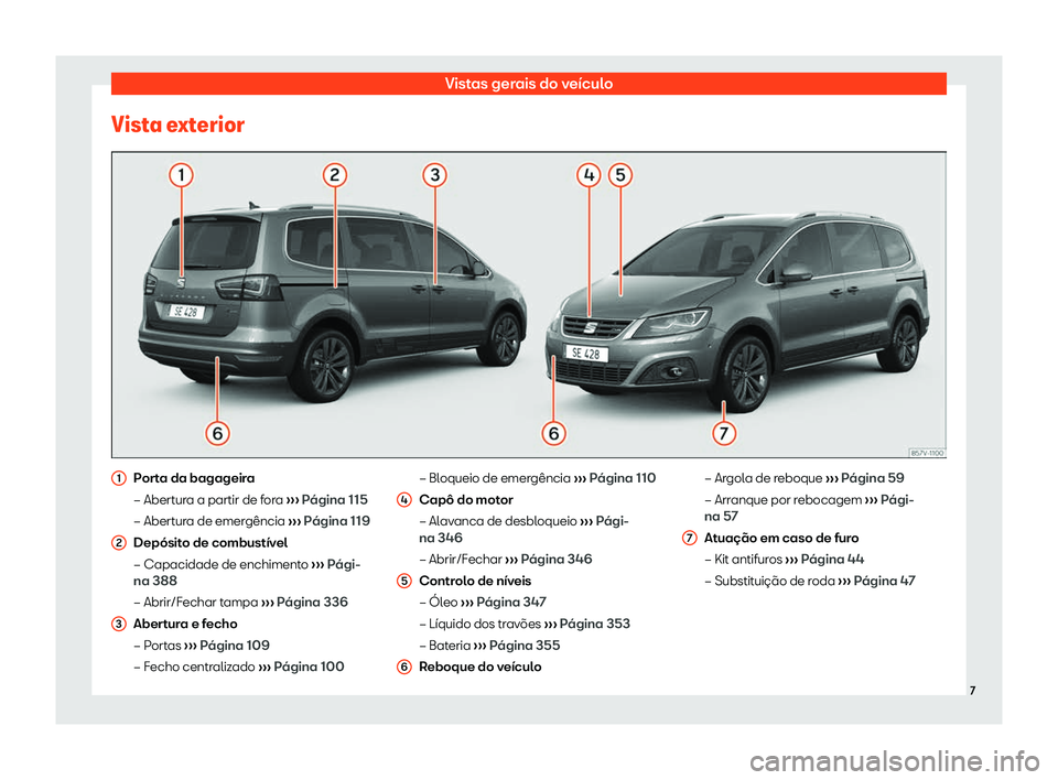 Seat Alhambra 2019  Manual do proprietário (in Portuguese)  Vistas gerais do ve