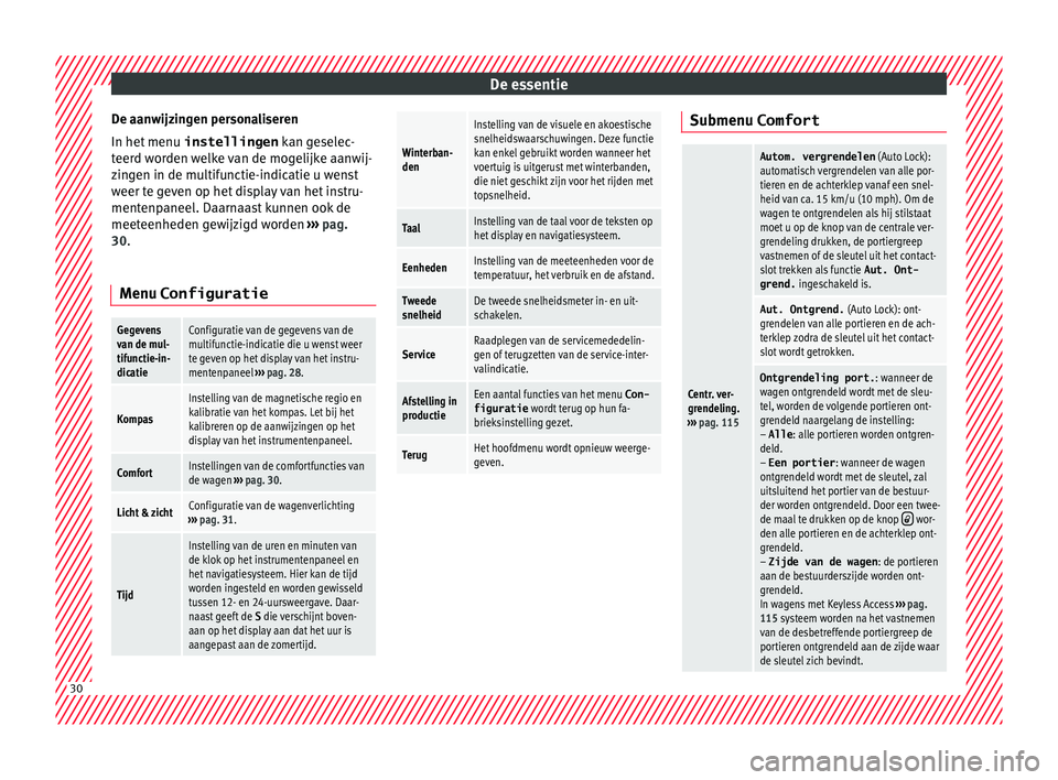 Seat Alhambra 2017 Handleiding (in Dutch) De essentie
De aanwijzingen personaliseren
In het menu
instellingen k
an g
eselec-
teerd worden welke van de mogelijke aanwij-
zingen in de multifunctie-indicatie u wenst
weer te geven op het displ Seat Alhambra 2017 Handleiding (in Dutch) De essentie
De aanwijzingen personaliseren
In het menu
instellingen k
an g
eselec-
teerd worden welke van de mogelijke aanwij-
zingen in de multifunctie-indicatie u wenst
weer te geven op het displ
