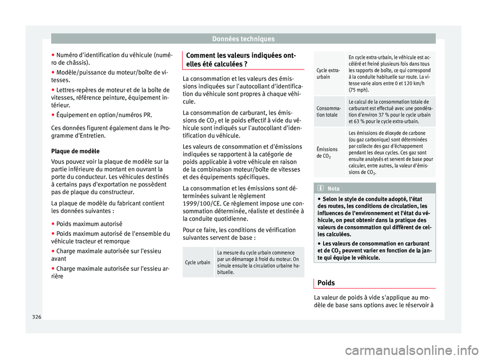 Seat Alhambra 2016 Manuel du propriétaire (in French) Données techniques
● Numér o d'identific
ation du
véhicule (numé-
ro de châssis).
● Modèle/puissance du moteur/boîte de vi-
tes
ses.
● Lettres-repères de moteur et de la boîte de
Seat Alhambra 2016 Manuel du propriétaire (in French) Données techniques
● Numér o d'identific
ation du
véhicule (numé-
ro de châssis).
● Modèle/puissance du moteur/boîte de vi-
tes
ses.
● Lettres-repères de moteur et de la boîte de