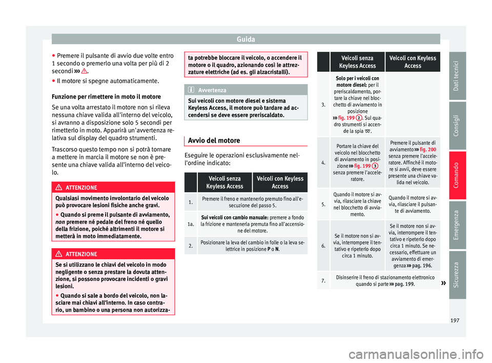 Seat Alhambra 2016 Manuale del proprietario (in Italian) Guida
● Pr emer
e i
l pulsante di avvio due volte entro
1 secondo o premerlo una volta per più di 2
secondi ››› .
● Il motore si spegne automaticamente.
F u
n
zione per rimettere in moto Seat Alhambra 2016 Manuale del proprietario (in Italian) Guida
● Pr emer
e i
l pulsante di avvio due volte entro
1 secondo o premerlo una volta per più di 2
secondi ››› .
● Il motore si spegne automaticamente.
F u
n
zione per rimettere in moto