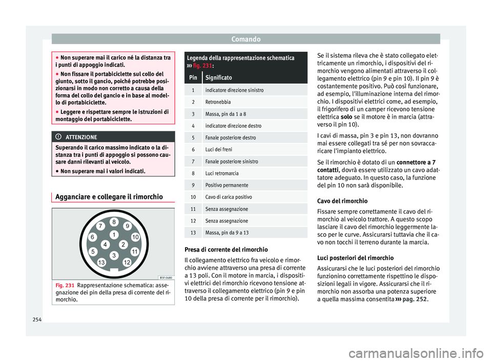 Seat Alhambra 2016 Manuale del proprietario (in Italian) Comando
●
Non super ar
e mai il carico né la distanza tra
i punti di appoggio indicati.
● Non fissare il portabiciclette sul collo del
giunto
, sotto il gancio, poiché potrebbe posi-
zionarsi i Seat Alhambra 2016 Manuale del proprietario (in Italian) Comando
●
Non super ar
e mai il carico né la distanza tra
i punti di appoggio indicati.
● Non fissare il portabiciclette sul collo del
giunto
, sotto il gancio, poiché potrebbe posi-
zionarsi i