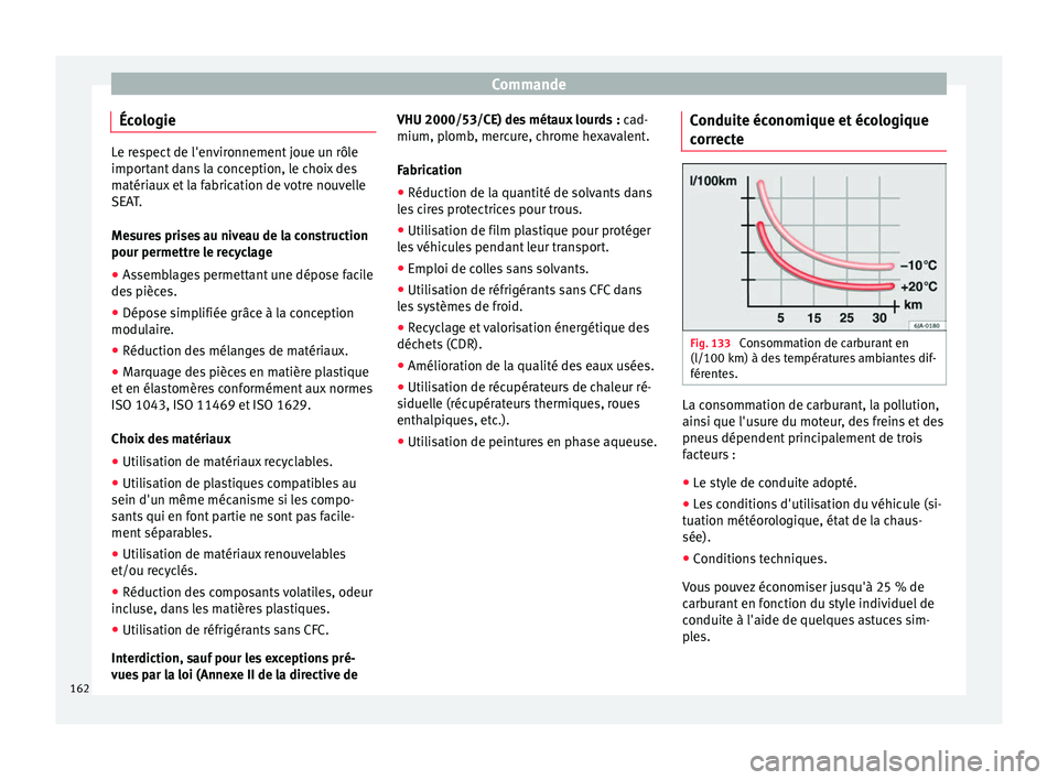 Seat Alhambra 2015 Manuel du propriétaire (in French) Commande
Écologie Le respect de l'environnement joue un rôle
important dans la conception, le choix des
matériaux et la fabrication de votre nouvelle
SEAT.
Mesures prises au niveau de la constr Seat Alhambra 2015 Manuel du propriétaire (in French) Commande
Écologie Le respect de l'environnement joue un rôle
important dans la conception, le choix des
matériaux et la fabrication de votre nouvelle
SEAT.
Mesures prises au niveau de la constr