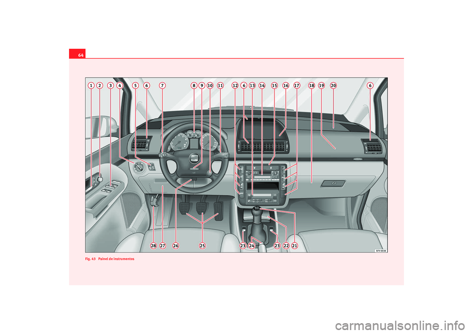 Seat Alhambra 2009 Manual do proprietário (in Portuguese) 64
Fig. 43 Painel de instrumentosalhambra_portugues.book  Seite  64   Mittwoch,  25.  M‰ rz 2009  4:56 16 Seat Alhambra 2009 Manual do proprietário (in Portuguese) 64
Fig. 43 Painel de instrumentosalhambra_portugues.book  Seite  64   Mittwoch,  25.  M‰ rz 2009  4:56 16