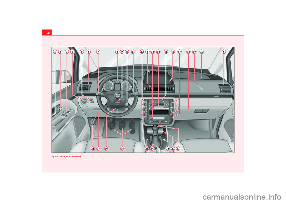 Seat Alhambra 2008 Manual do proprietário (in Portuguese) 64
Fig. 43 Painel de instrumentosalhambra_portugues 07_08 Seite 64 Mittwoch, 17. September 2008 1:15 13 Seat Alhambra 2008 Manual do proprietário (in Portuguese) 64
Fig. 43 Painel de instrumentosalhambra_portugues 07_08 Seite 64 Mittwoch, 17. September 2008 1:15 13