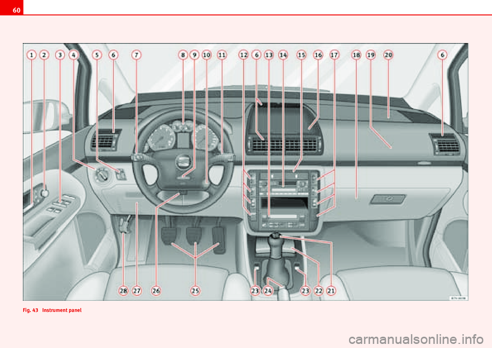Seat Alhambra 2006  Owners Manual 60
Fig. 43  Instrument panel 