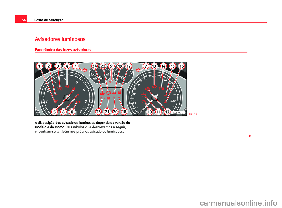 Seat Alhambra 2005 Manual do proprietário (in Portuguese) Posto de condução56
A A ddi
is
sp
po
os
si
iç
çã
ão
o ddo
os
s aav
vi
is
sa
ad
do
or
re
es
s llu
um
mi
in
no
os
so
os
s dde
ep
pe
en
nd
de
e dda
a vve
er
rs
sã
ão
o ddo
o
m mo
od
de
el
lo
o ee Seat Alhambra 2005 Manual do proprietário (in Portuguese) Posto de condução56
A A ddi
is
sp
po
os
si
iç
çã
ão
o ddo
os
s aav
vi
is
sa
ad
do
or
re
es
s llu
um
mi
in
no
os
so
os
s dde
ep
pe
en
nd
de
e dda
a vve
er
rs
sã
ão
o ddo
o
m mo
od
de
el
lo
o ee