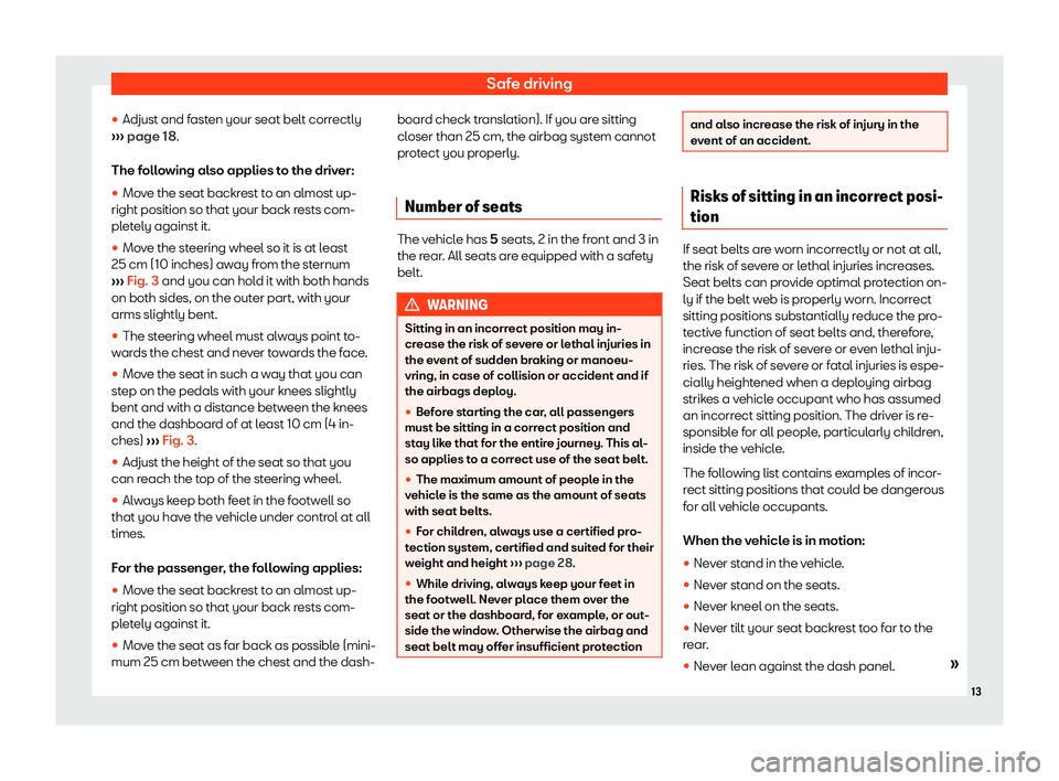 Seat Arona 2020 User Guide Safe driving
