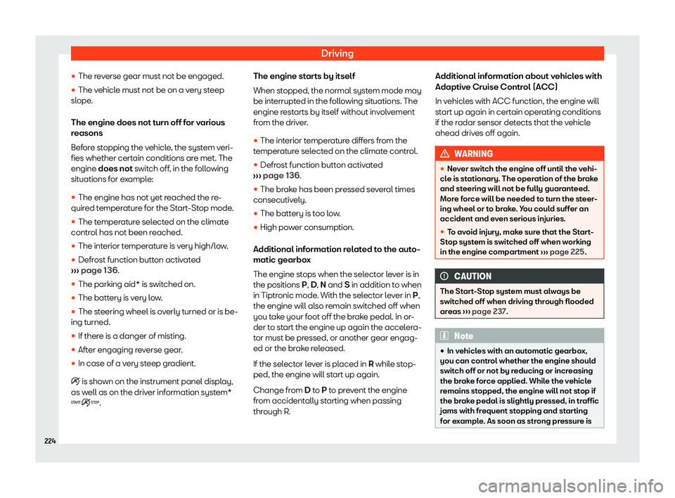 Seat Arona 2020  Owners Manual Driving
