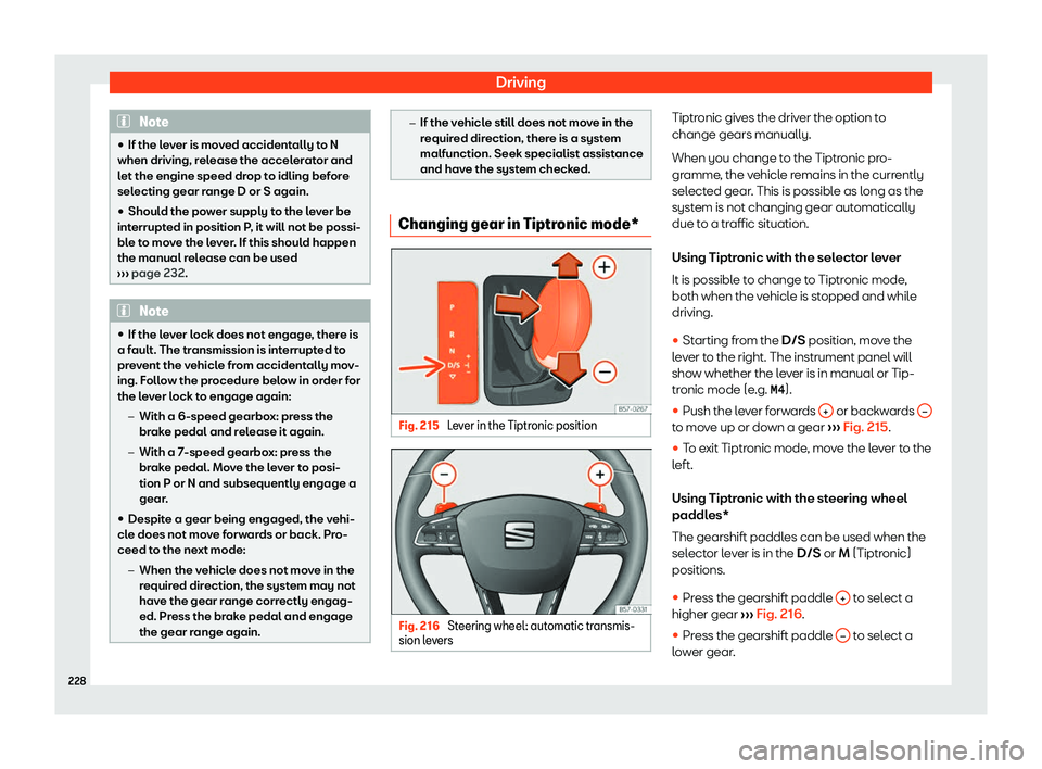 Seat Arona 2020  Owners Manual Driving
Note

