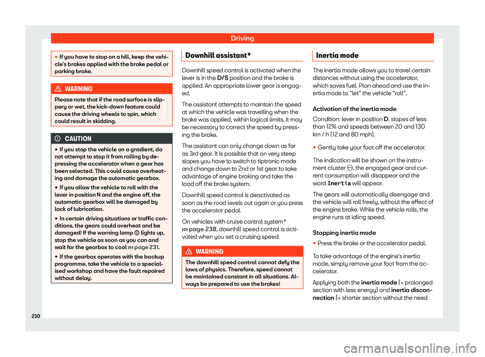 Seat Arona 2020  Owners Manual Driving
