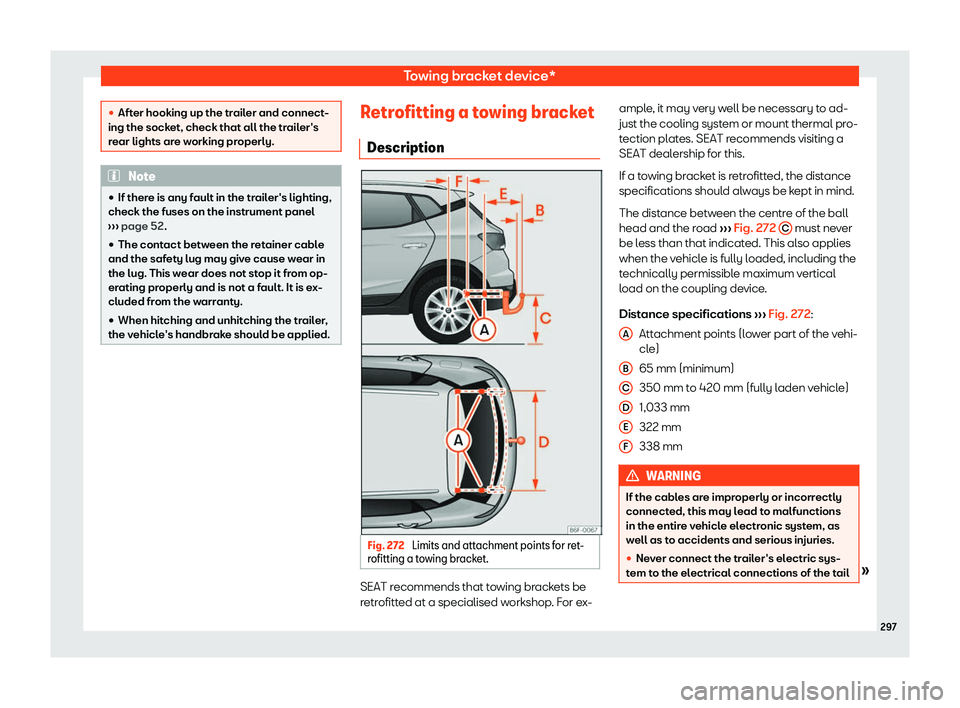 Seat Arona 2020  Owners Manual Towing bracket device*
