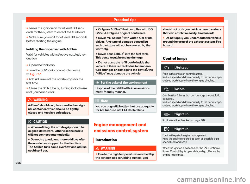 Seat Arona 2020  Owners Manual Practical tips
