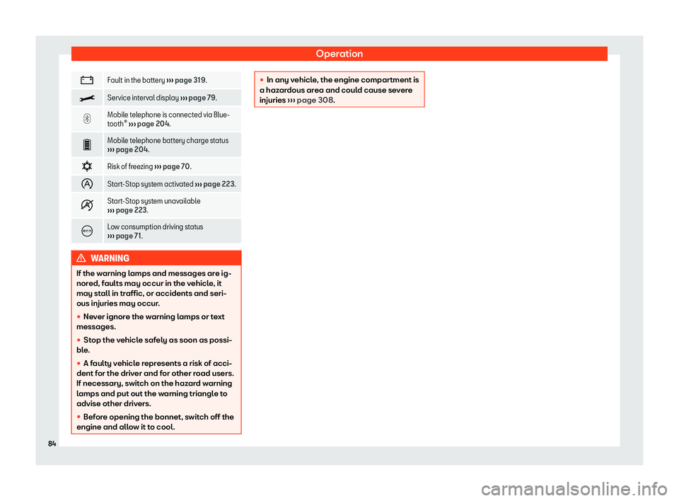 Seat Arona 2020  Owners Manual Operation
�
Fault in the battery 
