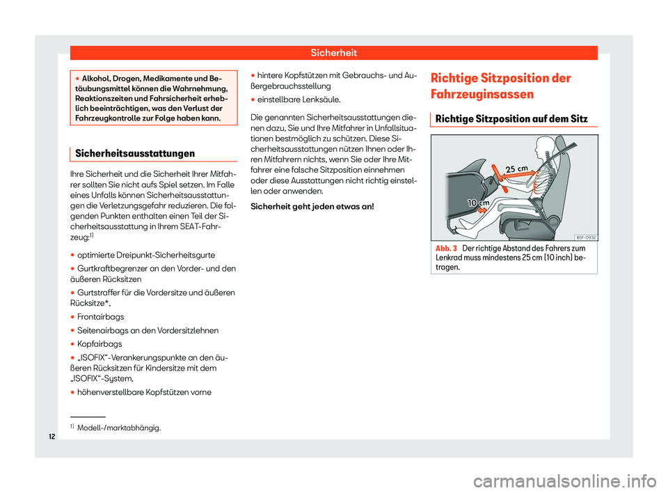Seat Arona 2020  Betriebsanleitung (in German) Sicherheit

