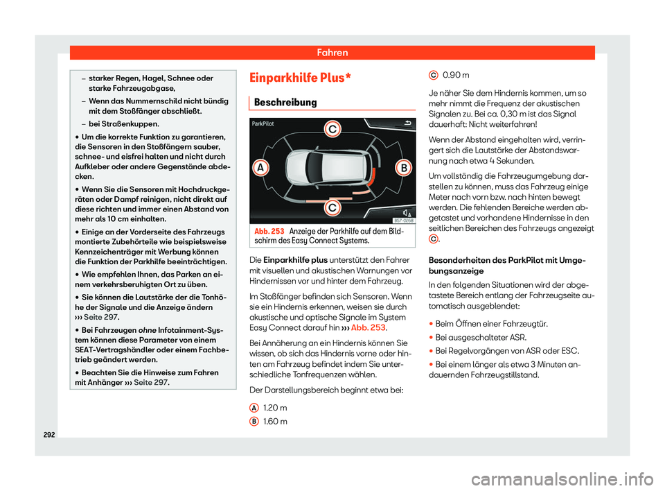 Seat Arona 2020  Betriebsanleitung (in German) Fahren
�
