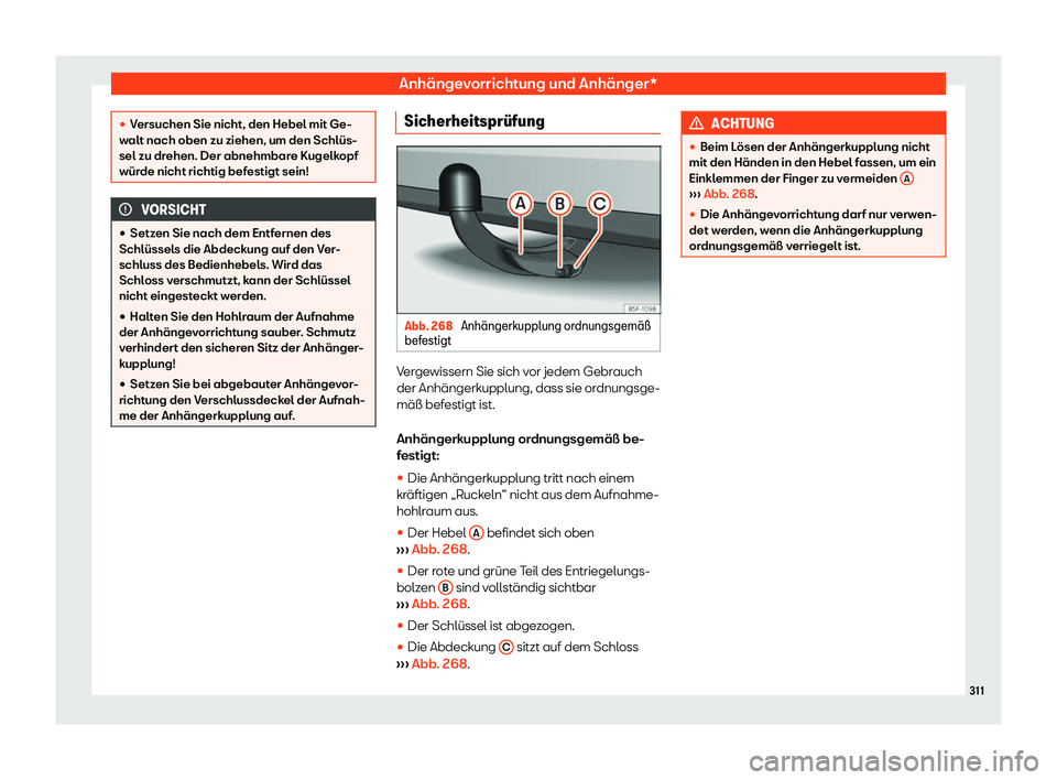 Seat Arona 2020  Betriebsanleitung (in German) Anhängevorrichtung und Anhänger*
