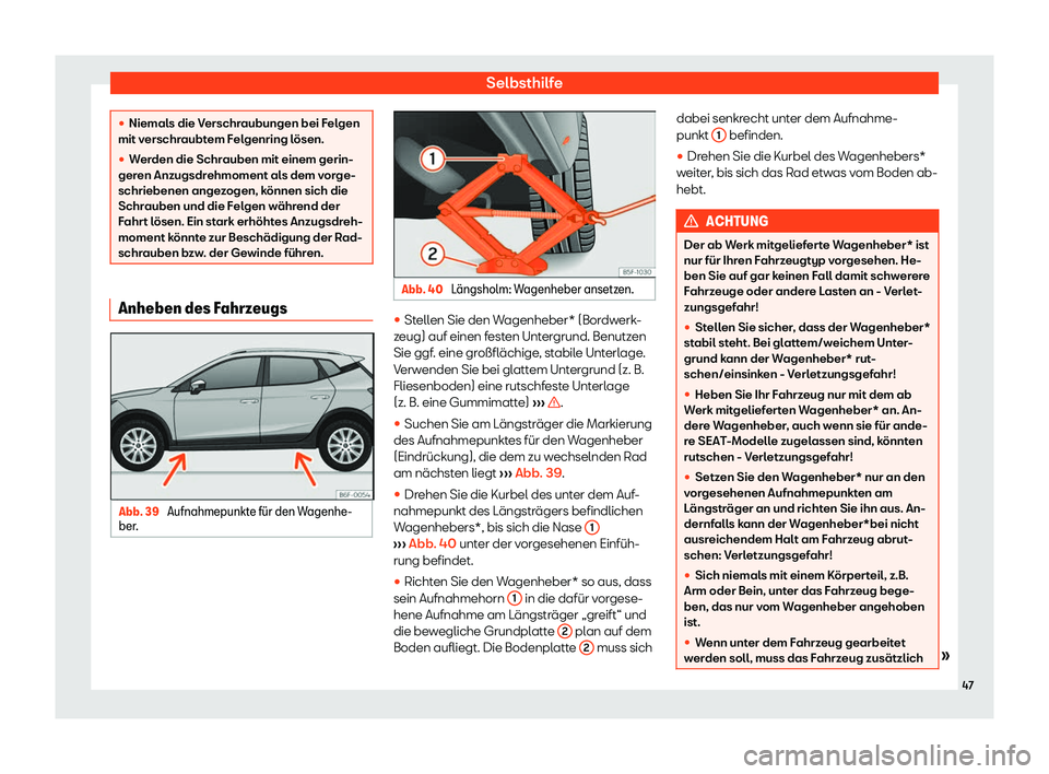 Seat Arona 2020  Betriebsanleitung (in German) Selbsthilfe
