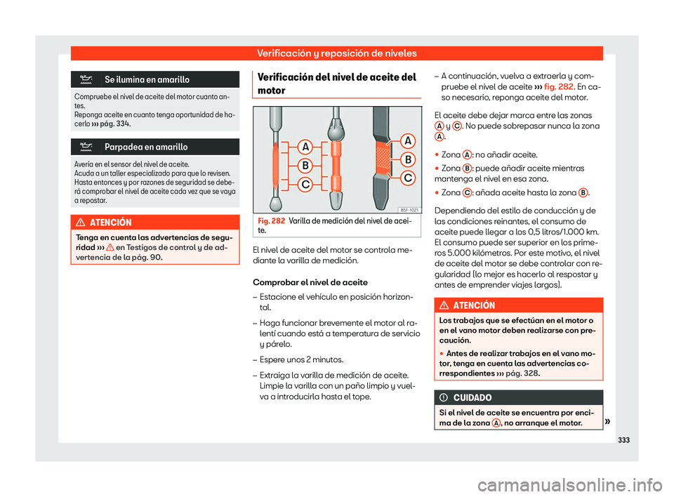 Seat Arona 2020  Manual del propietario (in Spanish) Verificaci