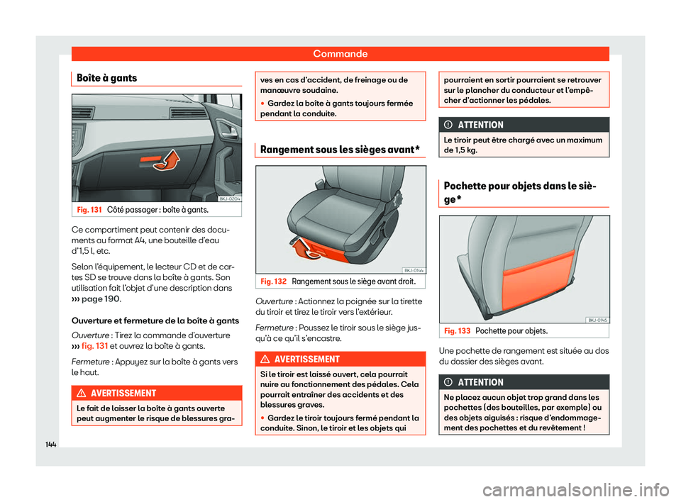 Seat Arona 2020  Manuel du propriétaire (in French)  Commande
Bo