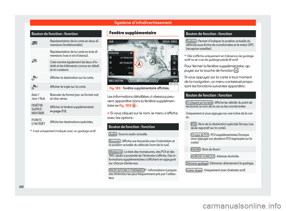 Seat Arona 2020  Manuel du propriétaire (in French)  Système d’infodivertissement
Bouton de fonction : fonction
�
