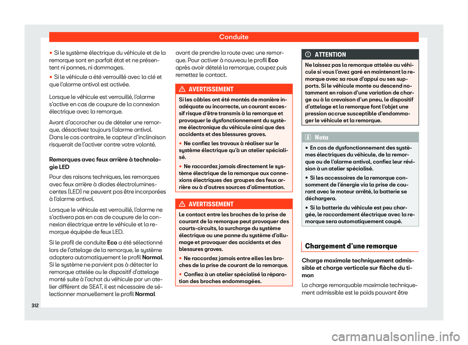 Seat Arona 2020  Manuel du propriétaire (in French)  Conduite
