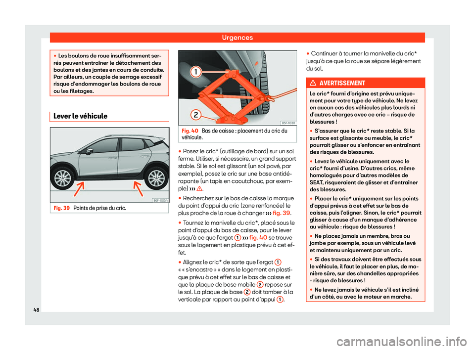 Seat Arona 2020  Manuel du propriétaire (in French)  Urgences
