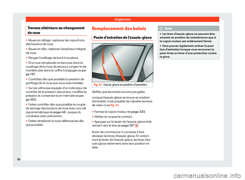 Seat Arona 2020  Manuel du propriétaire (in French)  Urgences
Travaux ult