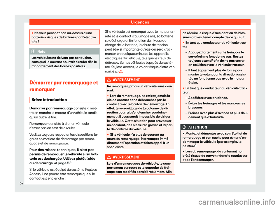 Seat Arona 2020  Manuel du propriétaire (in French)  Urgences
