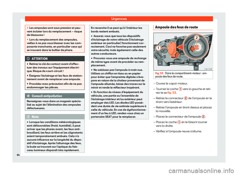 Seat Arona 2020  Manuel du propriétaire (in French)  Urgences
