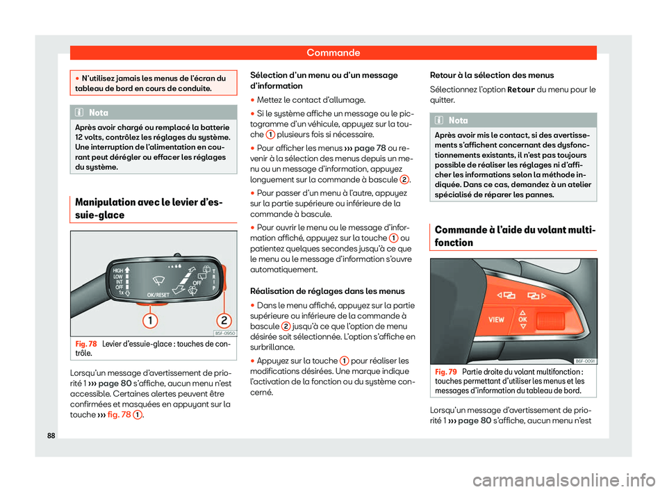 Seat Arona 2020  Manuel du propriétaire (in French)  Commande
