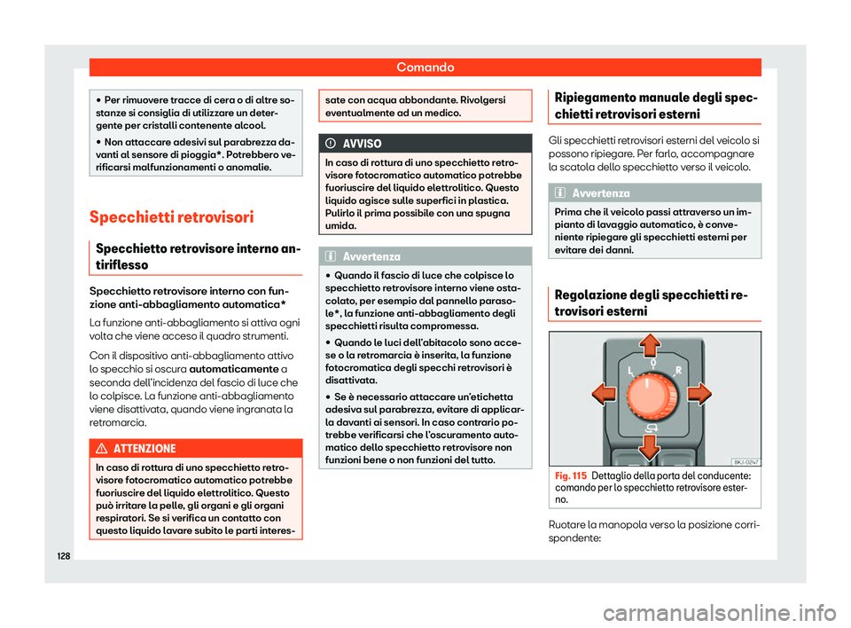 Seat Arona 2020  Manuale del proprietario (in Italian) Comando
