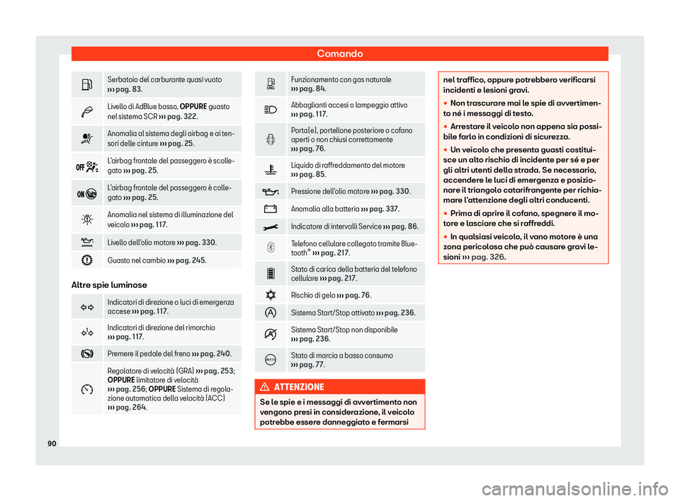 Seat Arona 2020  Manuale del proprietario (in Italian) Comando
�
Serbatoio del carburante quasi vuoto
