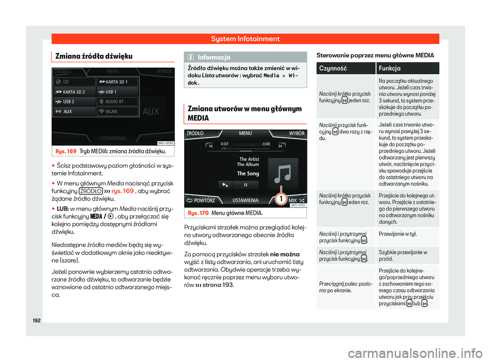 Seat Arona 2020  Instrukcja Obsługi (in Polish) System Infotainment
Zmiana 
