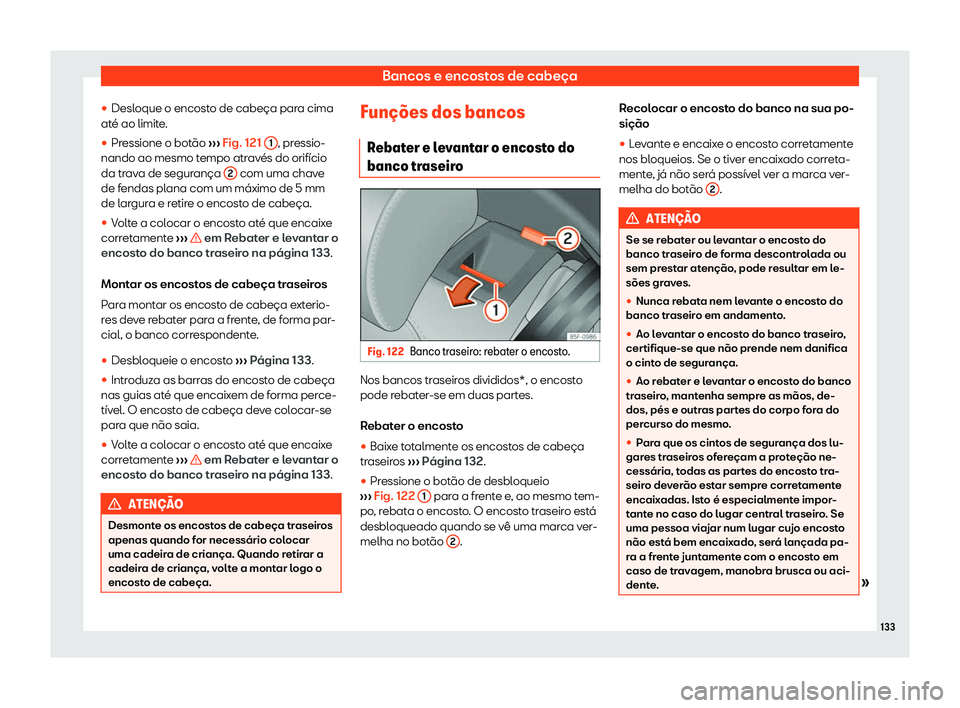 Seat Arona 2020  Manual do proprietário (in Portuguese)  Bancos e encostos de cabeça
