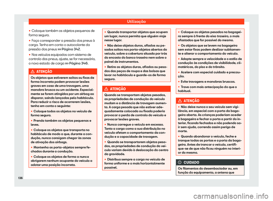 Seat Arona 2020  Manual do proprietário (in Portuguese)  Utilização
