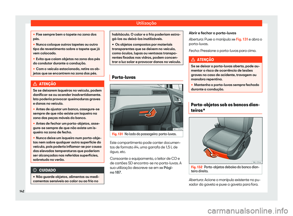 Seat Arona 2020  Manual do proprietário (in Portuguese)  Utilização
