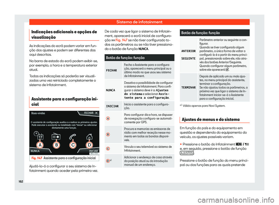 Seat Arona 2020  Manual do proprietário (in Portuguese)  Sistema de infotainment
Indica