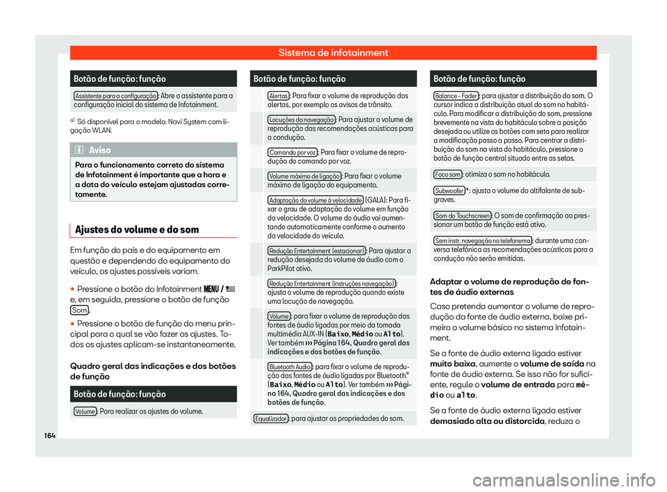 Seat Arona 2020  Manual do proprietário (in Portuguese)  Sistema de infotainment
Bot