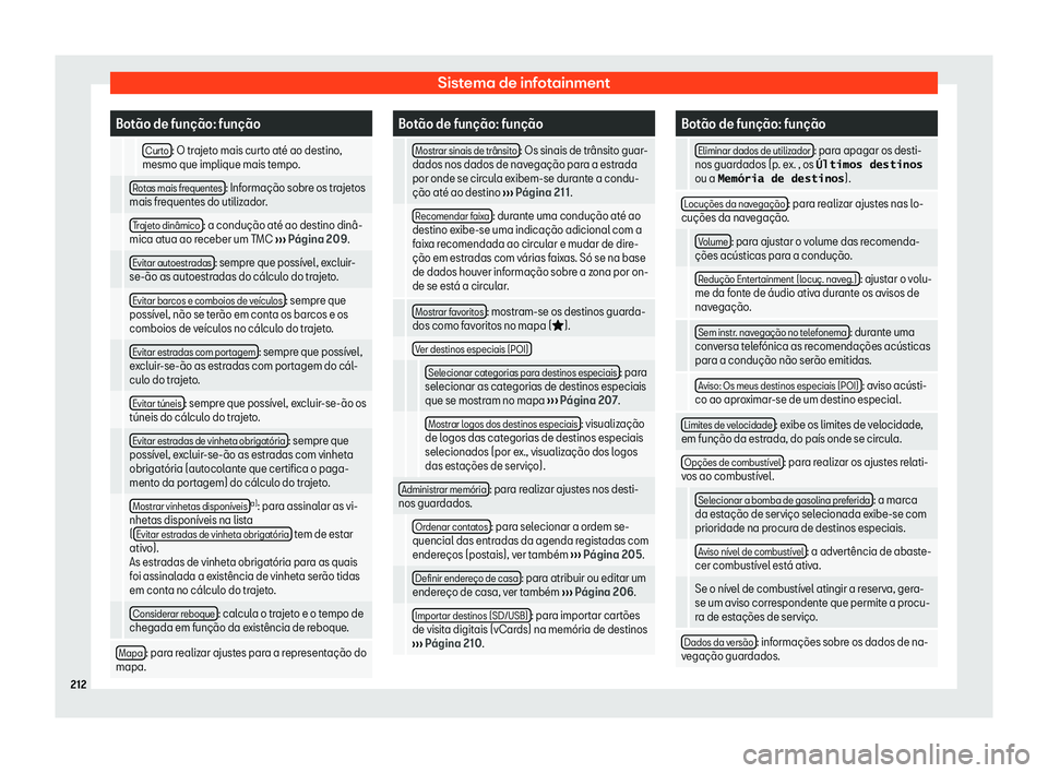 Seat Arona 2020  Manual do proprietário (in Portuguese)  Sistema de infotainment
Bot