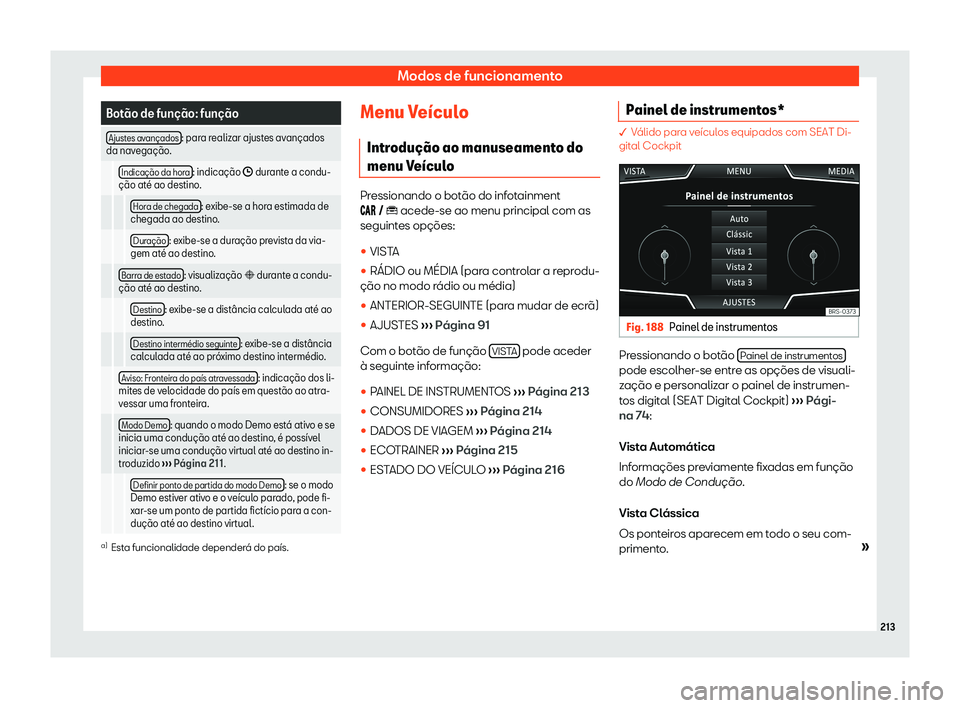 Seat Arona 2020  Manual do proprietário (in Portuguese)  Modos de funcionamento
Bot