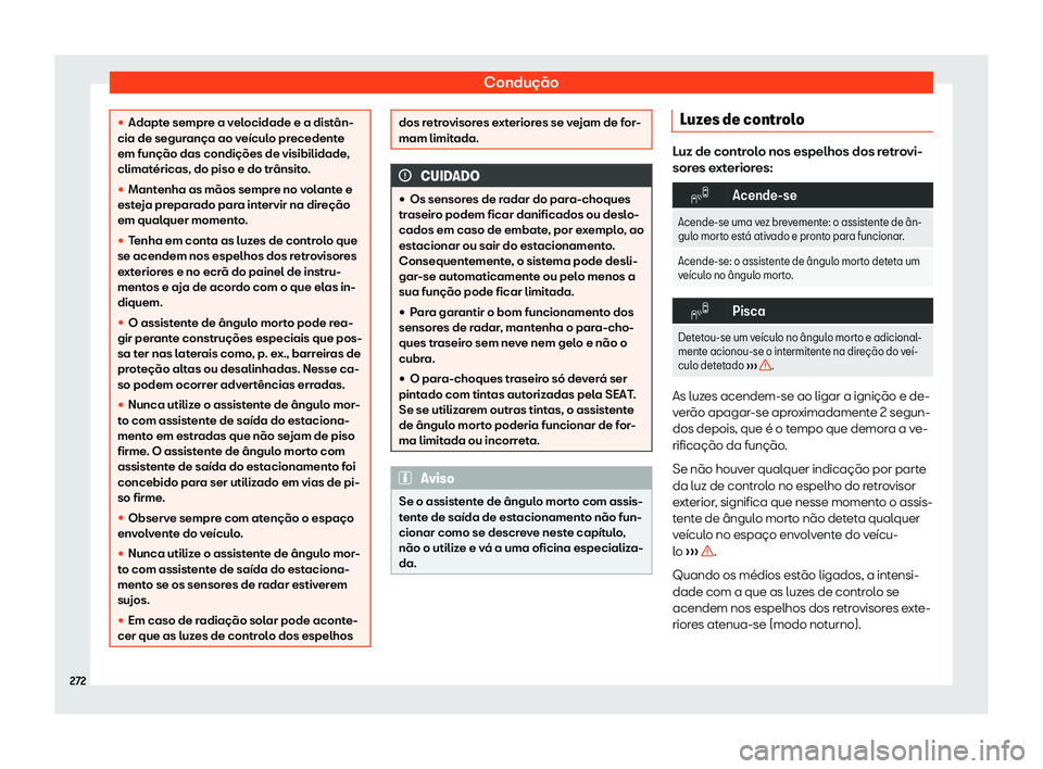Seat Arona 2020  Manual do proprietário (in Portuguese)  Condução
