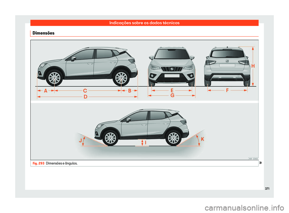 Seat Arona 2020  Manual do proprietário (in Portuguese)  Indicações sobre os dados técnicos
Dimens