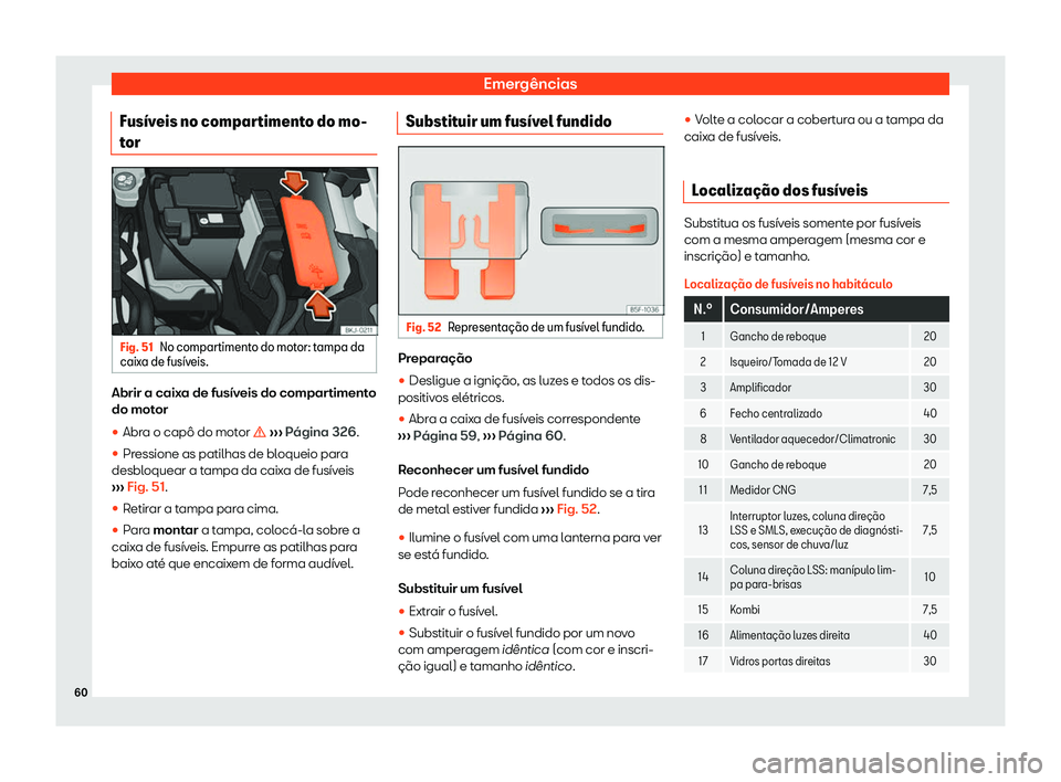 Seat Arona 2020  Manual do proprietário (in Portuguese)  Emergências
Fus