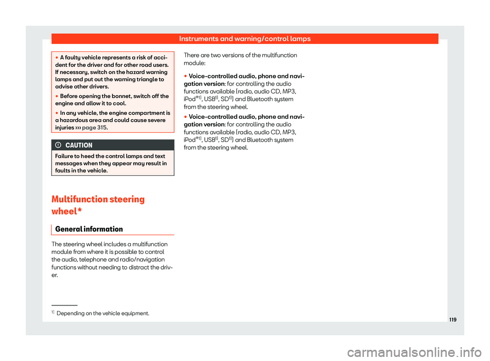 Seat Arona 2019  Owners Manual Instruments and warning/control lamps
