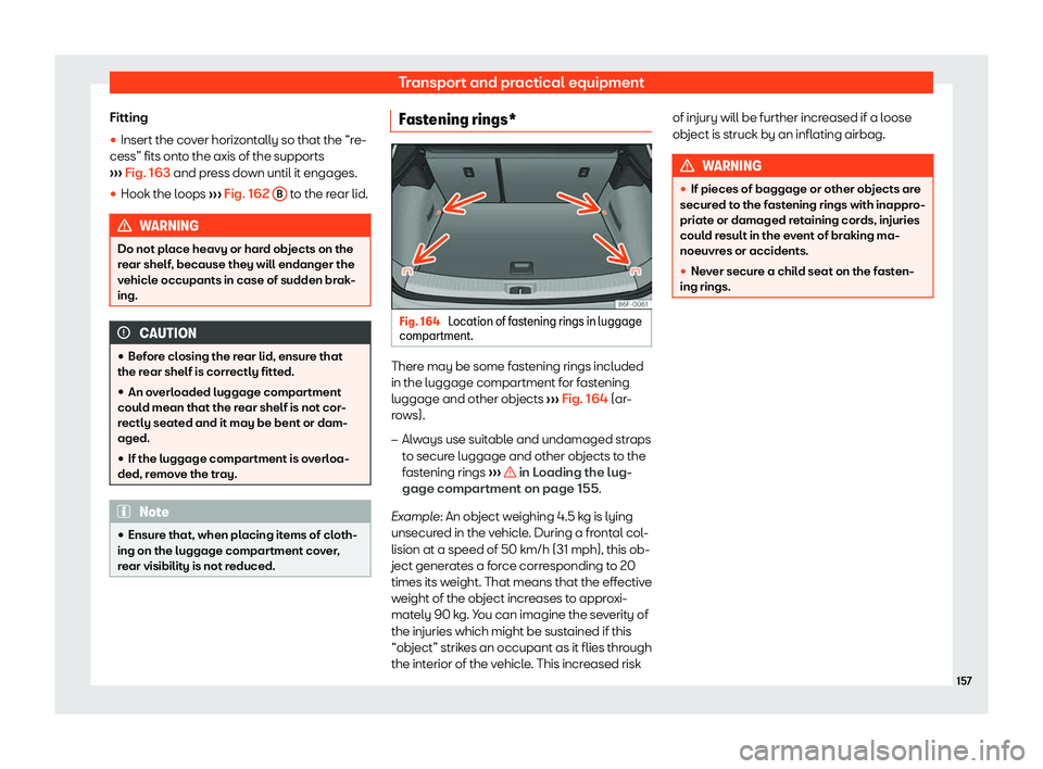 Seat Arona 2019  Owners Manual Transport and practical equipment
Fitting
