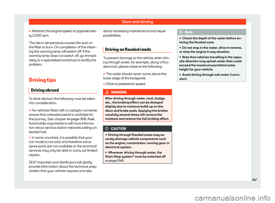 Seat Arona 2019  Owners Manual Start and driving
