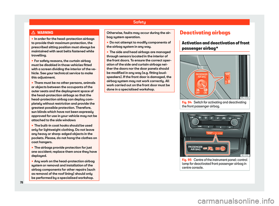 Seat Arona 2019 Manual PDF Safety
WARNING
